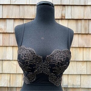 Victoria's Secret Longline Strappy Balconet Bra in Black and Rose Gold, 34C